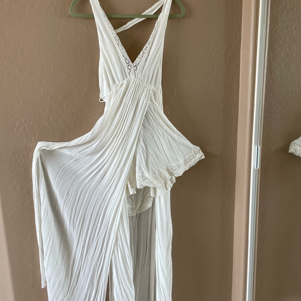 Free People White Lace Trim Dress